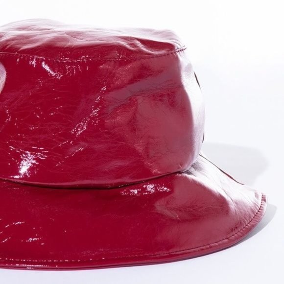 Miz Deep Wet: Red Patent Leather Bucket Hat - Picture 3 of 4